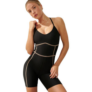 YPB by Abercrombie | Black sculptLUX Onesie | Sporty Cross Back Romper Shorts S